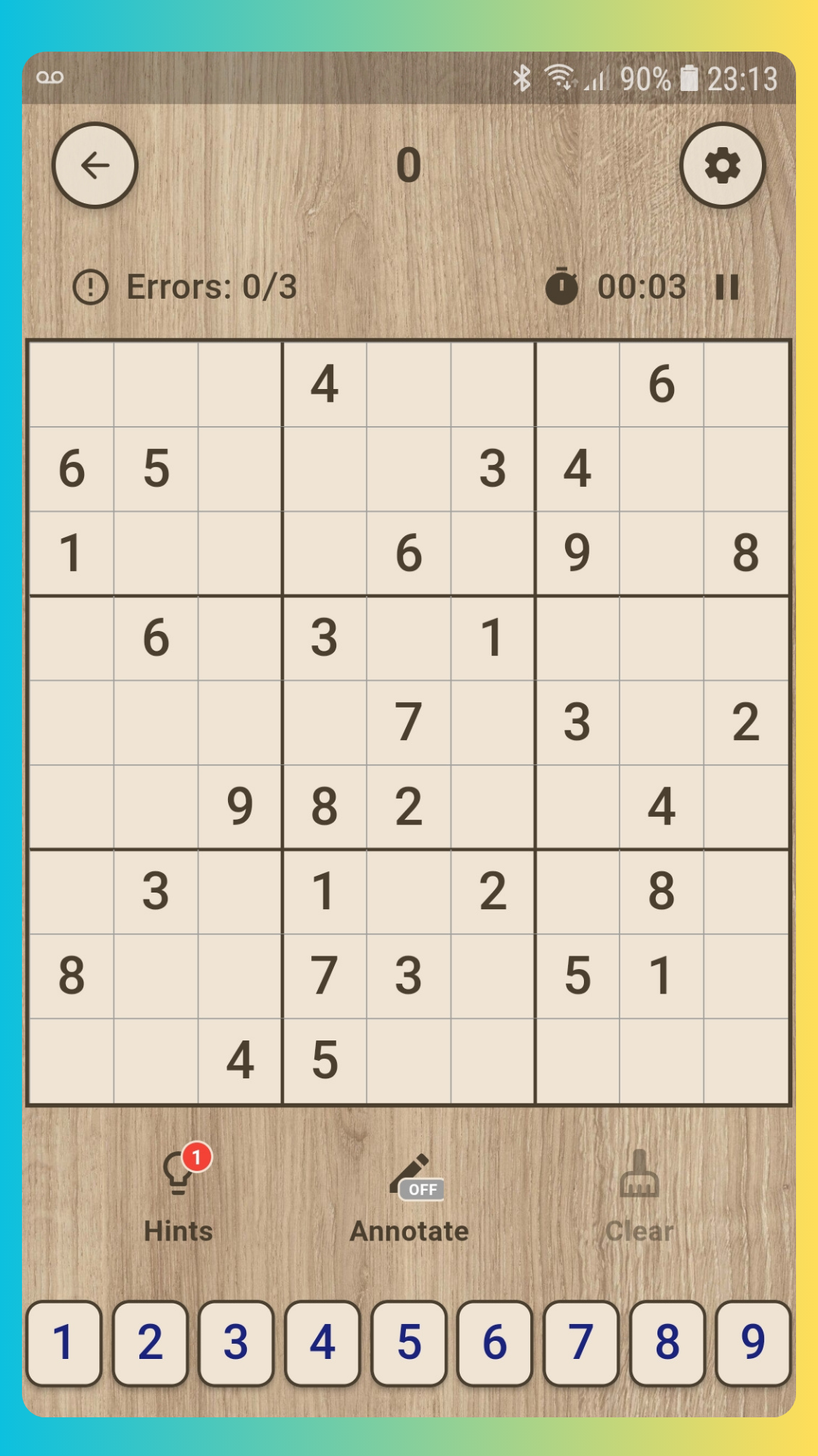Gameplay Sudoku Zen Classic